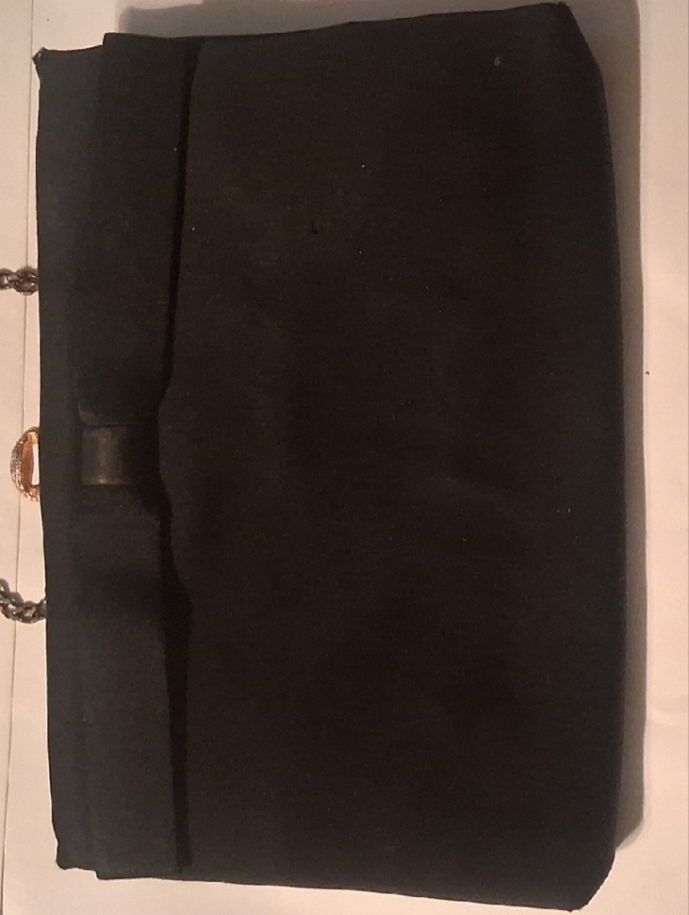 Vintage After Five Black Satin Evening Clutch with Chain Strap
